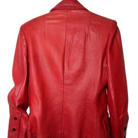 Vintage Givenchy Style Red Leather Blazer – Statement Piece! - Picture 4 of 6